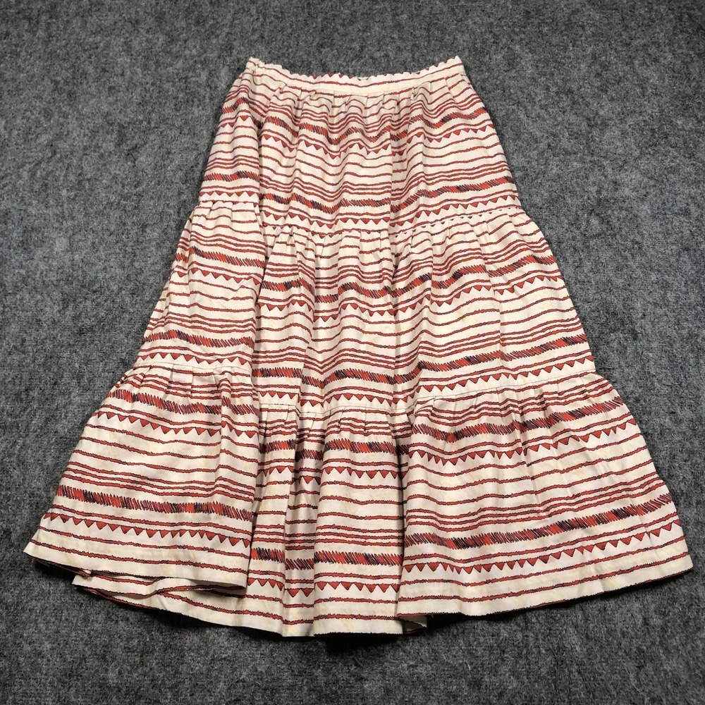 Hope For Flowers By Tracy Reese Skirt Womens XS White Striped Tiered Midi Boho